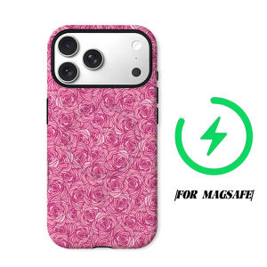 hot pink rose line art Phone Case for iPhone 18 17 16 15 14 13 12 11 Air Pro Max Plus Double-layer Cover