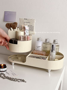 Rotatable Cosmetic Storage Box Makeup Brush Organizer Lipstick Eyeshadow Skincare Product Desktop Organizer Rack Waterproof Plastic