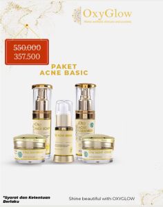 Oxyglow Paket Acne Basic ( Perawatan untuk Masalah Jerawat & Bopeng Berminyak )