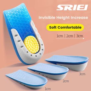 SRIEI 1Pair 3CM Silicone Inner Height Increasing Insoles Invisible Shoes Insert Lifting Insoles Growing Sole Relief Heel Spur Pain