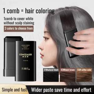 Plant Hair Dye Stick Long-Lasting No-Wash Waterproof And Sweat-Proof Covering White Hair Artifact One-Time Fast Dyeing Cream Waterproof And Sweat-Proof Hair Dye Comb Natural Hair Comb With Teeth For Gray Hair 防水防汗遮白发染发梳
