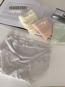 Sloth Sweet Girl Seamless Ice Silk Underwear Girls Cotton Crotch Mid Waist 7A Antibacterial Summer Thin Shorts Briefs