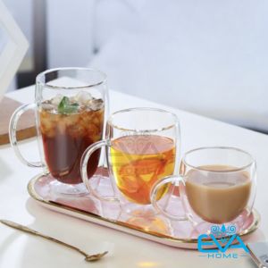 Ly Thuỷ Tinh Hai Lớp Chịu Nhiệt Quai Cầm Double Walled Glass Mug 100ML - 450ML