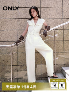 Only2025 Autumn New Commuter Style Sleeveless V-Neck Placket High Waist Drapey Jumpsuit Casual Pants Womens Fashion