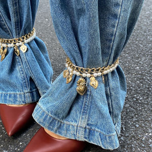 Ingemark Boho Love Heart Pendant Beach Foot Anklet for Women Vintage Imitation Pearl Chain Ankle Summer Beach Sandals Jewelry