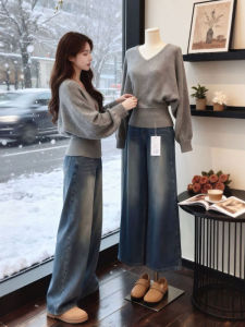 CHANGTONG | Elegant Design V-Neck Batwing Sweater Body Shaping Top