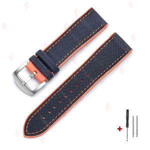 New Nylon Sailcloth Rubber Hybrid Watch Strap Universal Silicone Waterproof Watch Band 18mm 20mm 21mm 22mm Orange Blue Bracelets