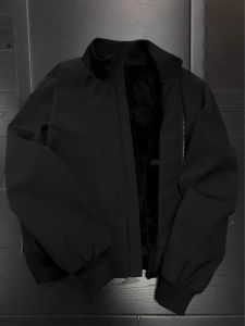 Black Fleece Lined Thick Winter Mens Bomber Jacket