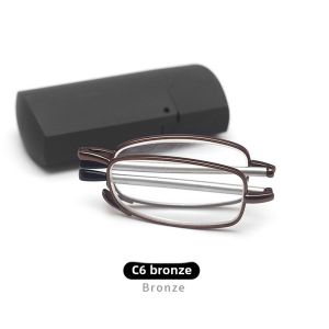Small Metal Frame Retractable Foldable Reading Glasses Glasses Case Portable Ultra-Light Womens Anti-Blue Light Presbyopic Eyes Men