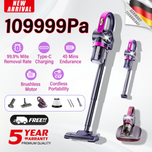 (5 Year Warranty)109999Pa 8 In 1 Handheld Cordless Vacuum Cleaner Wet and Dry Dust Mite Removal Rechargeable Vacuum Cleaner