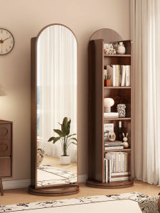Rotatable Movable Dressing Full-length Mirror Newspaper Stand