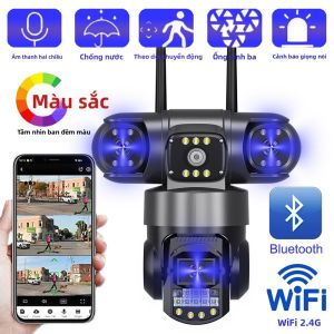 Camera An Ninh WiFi 15MP HD Tầm Nhìn Ban Đêm Ngoài Trời Chống Nước Bluetooth Không Dây Camera Quan Sát Với ​​Âm Thanh 2 Chiều Giám Sát Video PTZ