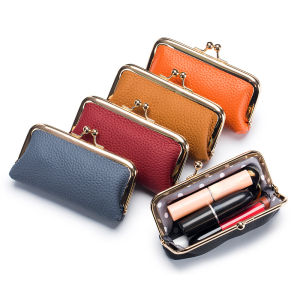 Royal Bagger Lipstick Coin Purse for Women Genuine Cow Leather Mini Key Chain Storage Bag Fashion Small Clip Bags 2231