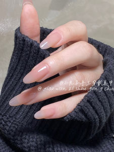 Zhenzhen Huafei Same Style Elegant Ice Transparent Nude Handmade UV Nail Detachable Wear Nail Bride Available for Pregnant Women