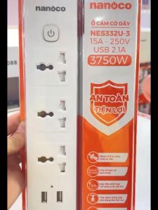Ổ cắm có dây Nanoco NES5215-3 NES332U-3 NES3332-3 NES3320-5 thiết kế nhựa cao cấp cho khả năng chống cháy chống va đập.