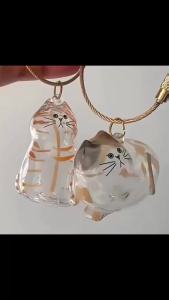 Clear Pet Hair Keychain for Cat Kitty Keyring Fur Keepsake Holder Creative Transparent Pet Hair Memorial Collection Pendant