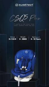 Sweet Heart Paris CSQ5 PLUS vs PRO Group 0+123 ISOFIX 360 Swivel Baby Car Seat with Adjustable Canopy and Side Impact Protection JPJ Approved MIROS and ECE R44/04 Certified