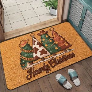 VIKAMA Santa Claus Christmas Doormat Non Slip Soft Washable Holiday Floor Mat For Front Door Entrance Hallway Home Decor