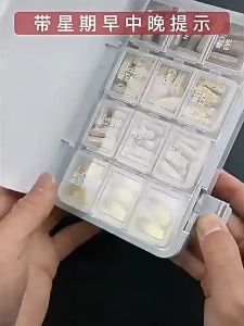 Tablet Dispenser Container 7 Days Weekly Pill Box high-capacity Travel Independent Lattice 24 Grids HH 193