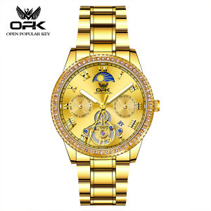OPK Casual Watch For Men Gold Original Waterproof Luminous Calendar Week 2023 New Fashion Handsome jam tangan lelaki