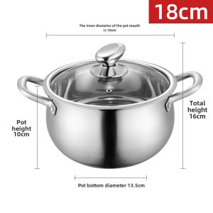Thickened 304 Stainless Steel High Soup Pot Large Capacity for Home Use Stew Porridge Steaming Cooking Pot for Gas And Induction Cooktop