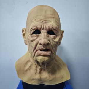 Old Man Latex Mask Bald Man Full Head Mask Halloween Cosplay Party Masquerade Props Realistic Wrinkle Old Man Head Cover