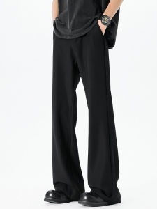 กางเกงขายาวทรงหลวมสไตล์อเมริกันสำหรับผู้ชาย กางเกงขายาวทรงหลวมสบาย ๆ ลำลอง ทรงขาบาน กางเกงขายาวอเนกประสงค์