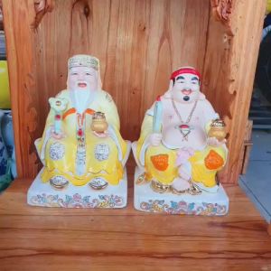 [8inch] Tượng Thần Tài Thổ Địa sứ đức hóa cao cấp nhập khẩu Đài Loan cao 23.5cm –Vàng