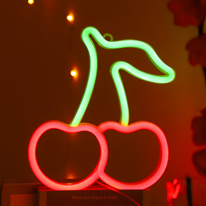 Cute cherry neon LED logo USB or battery powered restaurant bedroom wedding birthday party game room decorative art lights