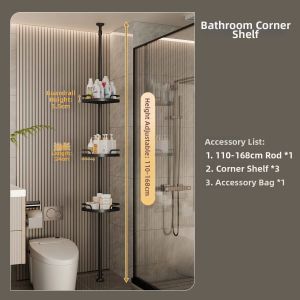 QIANKUOTAI | Corner Space-Saving Bathroom Rack No-Drill Multi-Layer