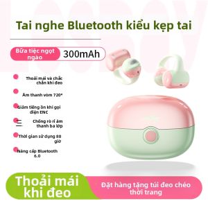 Tai Nghe Bluetooth Kẹp Tai Dung Lượng Pin Siêu Dài Cho Thể Thao