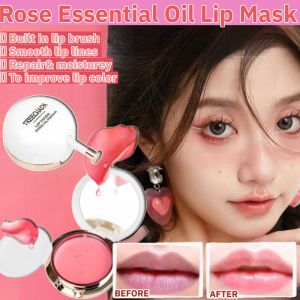 Rose Essential Oil Lip Mask Prevent Dry Chapped Lips Balm Soften Dead Skin Reduce Lip Lines