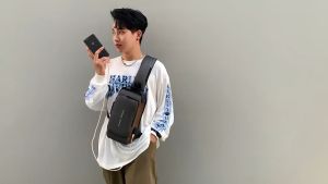 【new pattern】Multifunction Patent Leather Chest Bag Men Waterproof Men Crossbody Bag Anti-theft Travel Bag Male USB Charging Chest Bag Pack Mens chest bag Mens shoulder bag Mens sports bag backpack