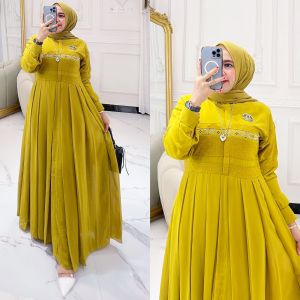 REALPICT COD DRESS ZAHRA BAHAN CERUTY MIX RUBIYA IMPORT APLIKASI PAYET SWAROSKY LD 110 PB 140