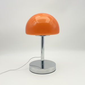 Mushroom Dome Glass Table Lamp Metal Column Base Nordic Retro Bedroom Bedside Ambient Light Niche Design Hit
