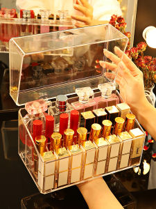 Lipstick Storage Box Multi-Grid Dustproof with Cover Lip Lacquer Transparent Desktop Storage Cosmetic Lipstick Lipstick Display Shelf