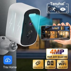 Camera Không Dây WIFI 4MP HD Ngoài Trời Tầm Nhìn Ban Đêm Màu Sắc Chống Nước IP66 Đàm Thoại Hai Chiều Sử Dụng Trong Nhà/ngoài Trời Teruhal