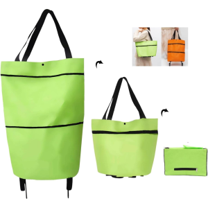 2-in-1 foldable shopping cart shopping bag trolley and wheels portable rolling handbag shopping bag and wheels waterproof tr