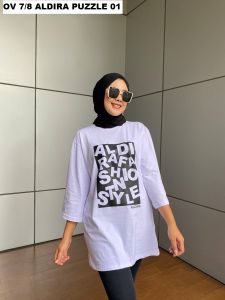 Aldira Kaos Oversize Wanita Hijab Simple Terbaru2023 Kekinian / Atasan Wanita / Kaos Oversize / Baju Wanita