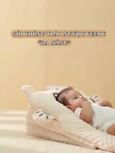 Gối ôm ngủ mặt gấu cao cấp VEEOU kết hợp gối chống trào ngược 2 tầng cho trẻ sơ sinh chất lượng cao