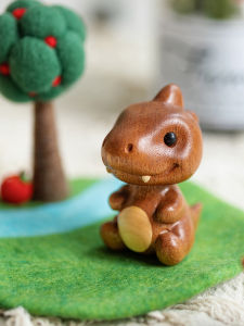 Cute Cartoon Style Wooden Dinosaur Car Decorations Desktop Display Friend Gift Head Shaking Small Tyrannosaurus Decoration