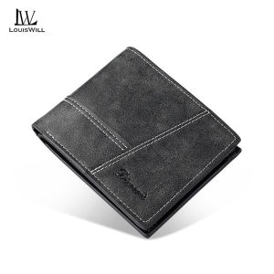 LouisWill Mens Short Wallet Retro Wallet Soft PU Business Wallet Large Capacity Wallet Multi-Card Position Wallets Travel Purses Zipper Coin Pouch ID Credit Cards Holders