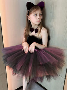 ชุดเดรสเด็กผู้หญิง ชุดเต้นรำแมว ชุดการแสดง ชุดเจ้าหญิง ชุดเดรสผ้ากำมะหยี่สีทอง ชุดเต้นรำบัลเลต์ ชุดเด็ก ชุดเด็กผู้หญิง