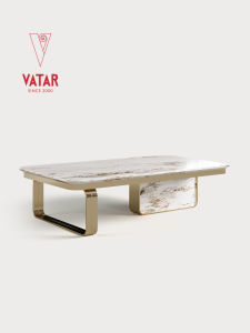 VATAR | Premium Italian Style Rock Panel Coffee Table Stainless Steel Titanium Gold Brushed