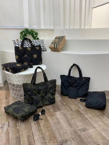 Fashionable Casual Space Cotton Tote Bag Womens Crossbody Bag Nylon Shoulder Strap Korean Style Soft Foldable Handbag