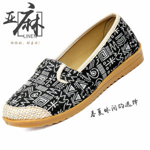 Spring Summer New Womens Shoes Beijing Style Canvas Slip-On Casual Shoes Anti-Slip Rubber Sole Low Cut round Toe Fashionable