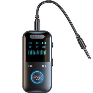 EKLEVA Car Bluetooth 5.4 Receiver Transmitter 3.5mm AUX TF Card Play Stereo HIFI Lossless Music 4 IN 1 LED Wireless Adapter With Mic