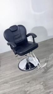 เก้าอี้บาร์เบอร์ เก้าอี้ตัดผม เก้าอี้เสริมสวย เก้าอี้ทำผม สำหรับร้านตัดผม โช๊คไฮดรอลิคลื่น ฐานสแตนเลสสีเงิน เบาะหนังเทียม ดีไซน์สุดเท่ห์ เบาะหนาใหญ่นุ่ม Barber chair
