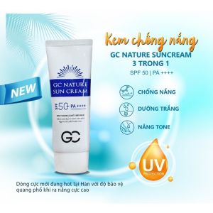 1 HỘP -Kem Chống Nắng Nâng Tone GC Nature Sun Cream SPF 50+ PA++++ 60ml Hàn Quốc Chính Hãng