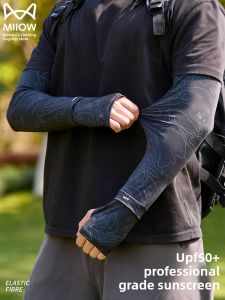MiiOW | Black Ice Sleeve Mens Arm Cover UV Protection Summer New Style Driving Outdoor Cycling Sunscreen Arm Protector Long Sleeve Nylon
